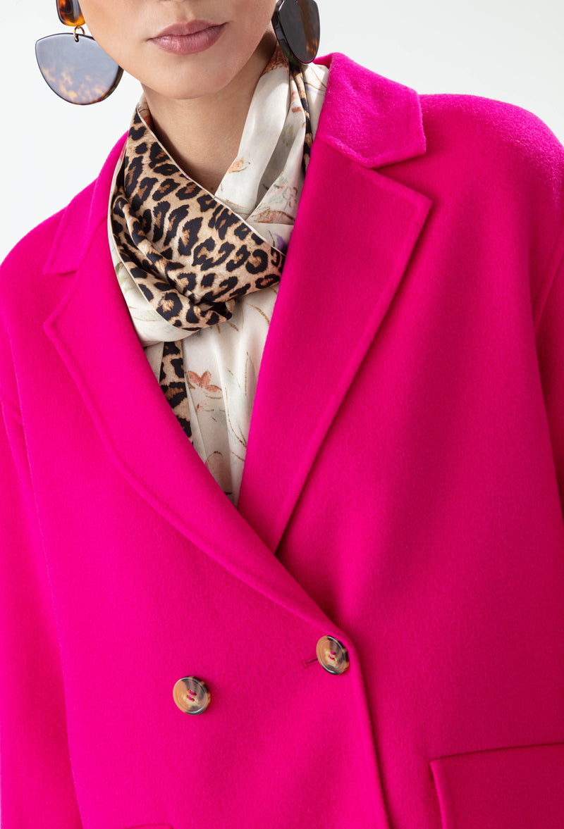 Manteau double face Amalia fuchsia 100% laine 4