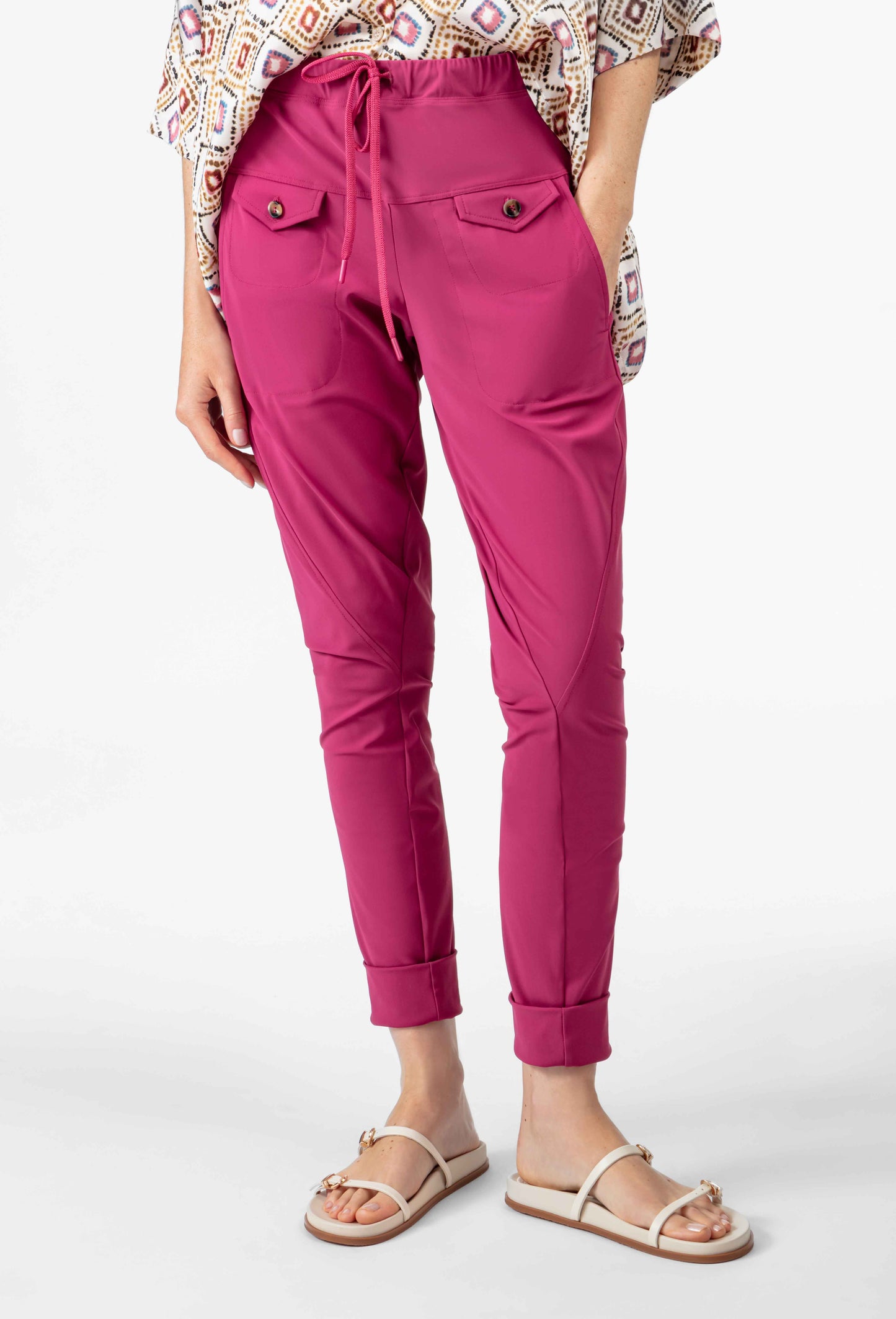 Pantalon jogpant Pop en jersey technique framboise 2