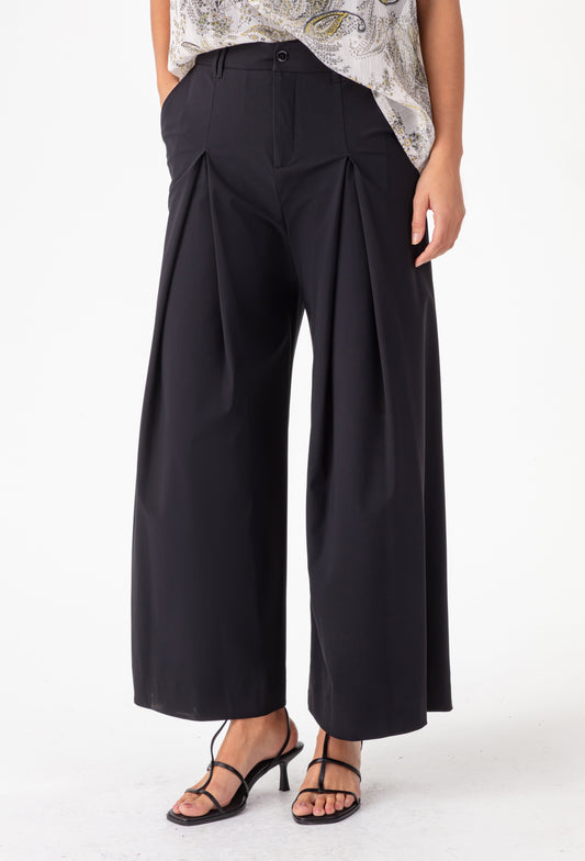 Pantalon kanti coupe large noir en jersey technique 2