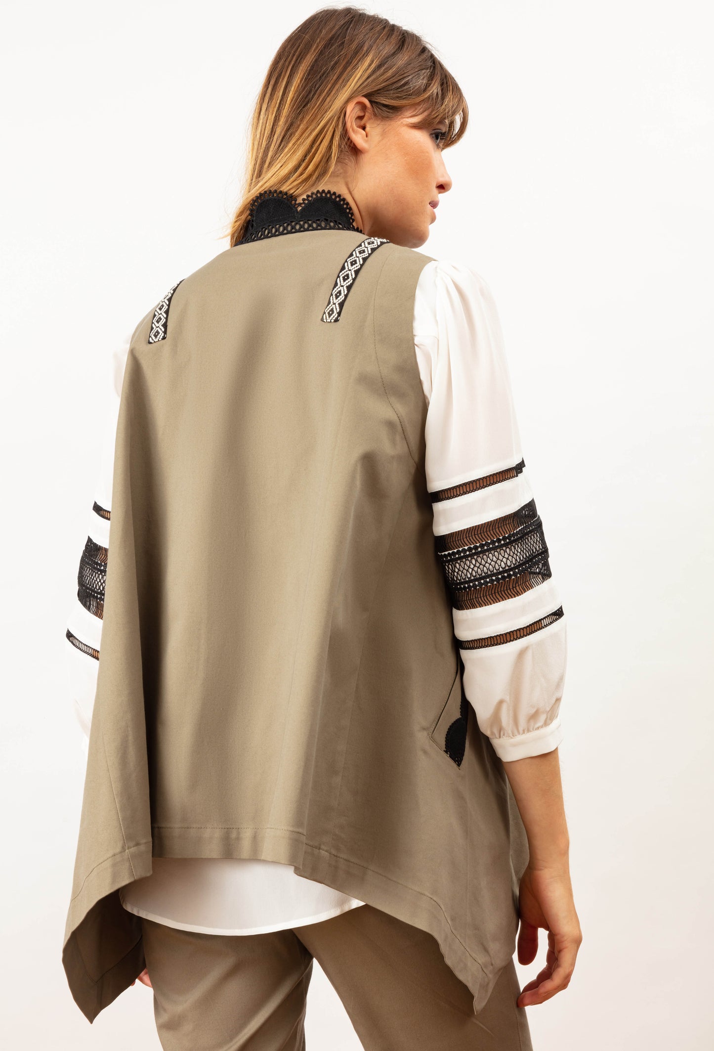 Gilet Milan kaki en coton 2