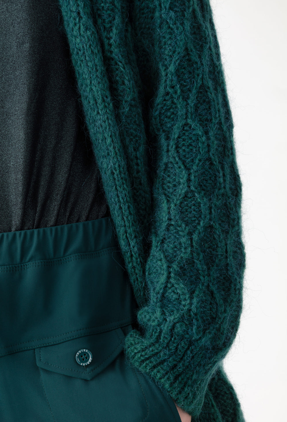 Gilet Aster long vert emeraude en laine mohair 2