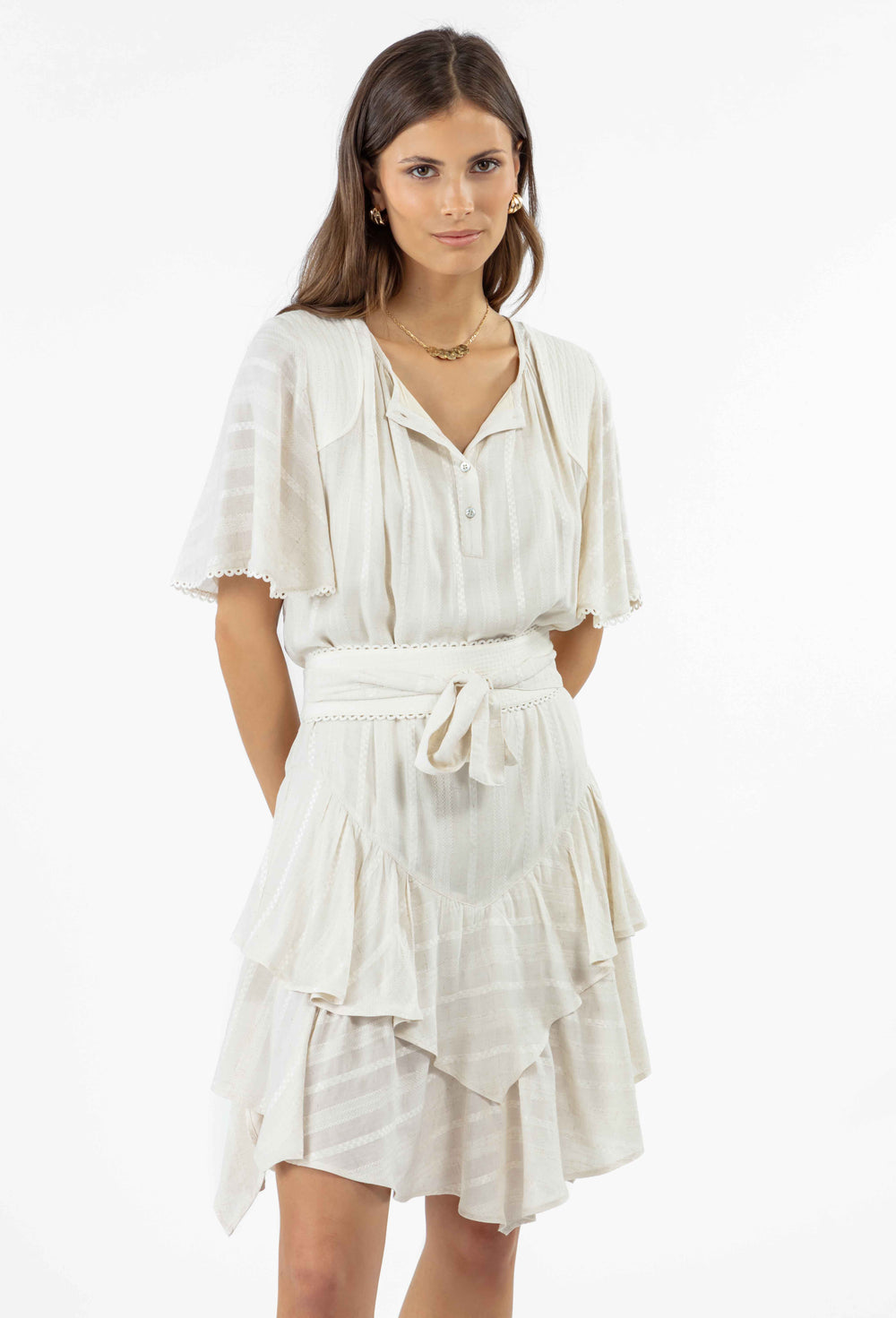 Robe courte Lauryn beige 1