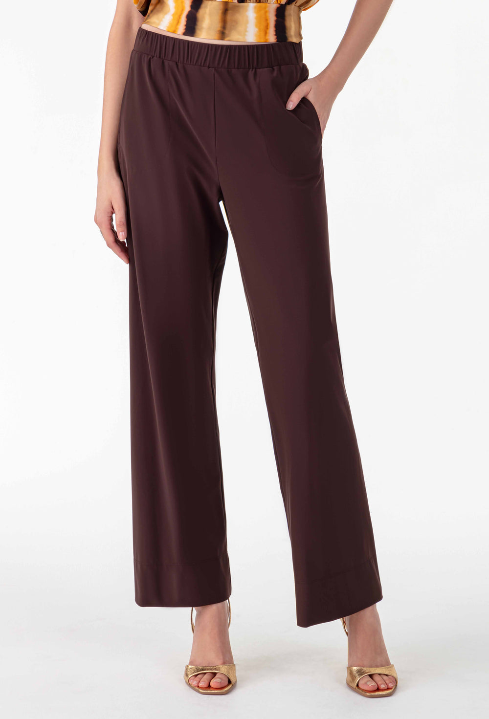 Pantalon Hera marron en jersey technique 2