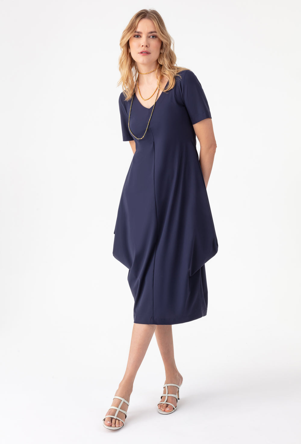 Robe Lena en jersey technique bleu marine 1