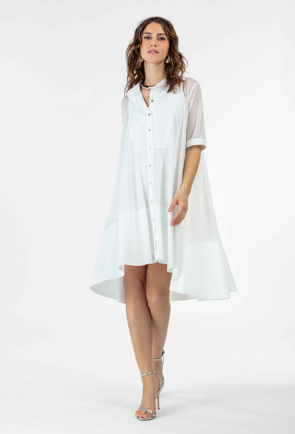 NOEMIE short dress in white mesh and technical j... | INDIES NOEMIE short dress in white mesh and technical j... | INDIES