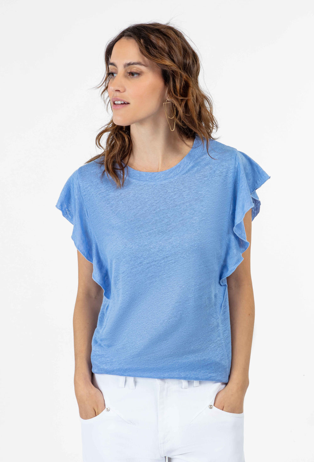T-shirt Veda en lin bleu 1