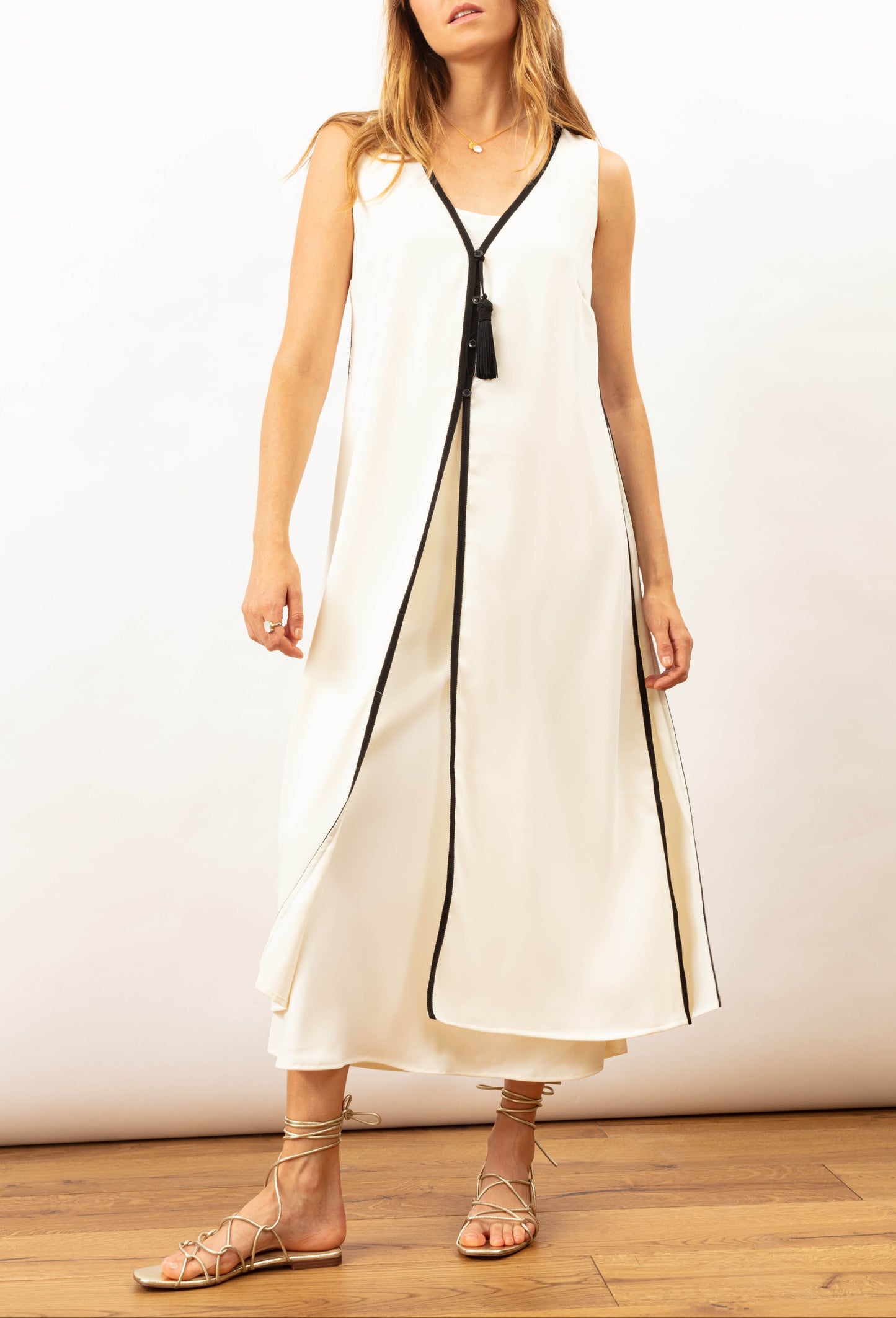 Gilet long Isabella ivoire 1