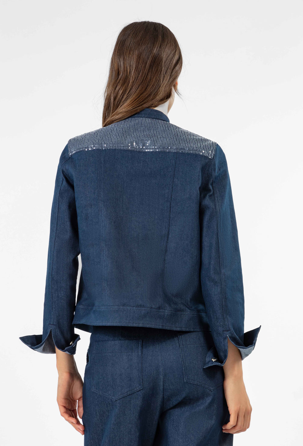 Veste en jean Alaric marine et sequins 3
