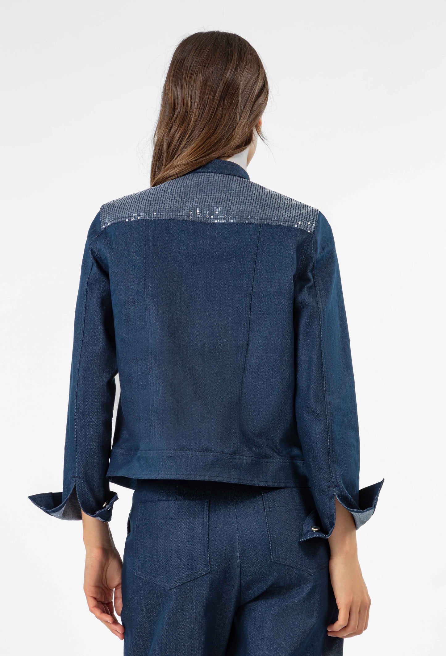 Veste en jean Alaric marine et sequins 3
