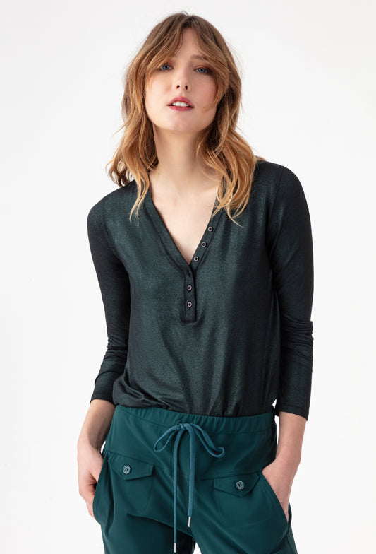 Tee-shirt Stella manches longues vert emeraude irisé 1
