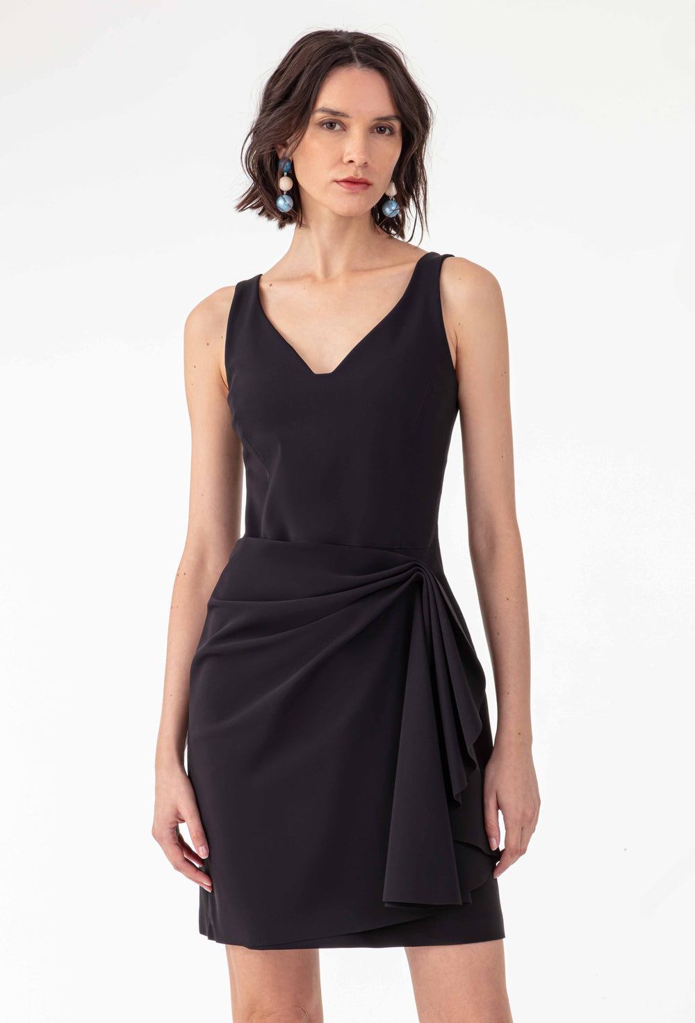 Robe courte Candice en jersey technique noir 1
