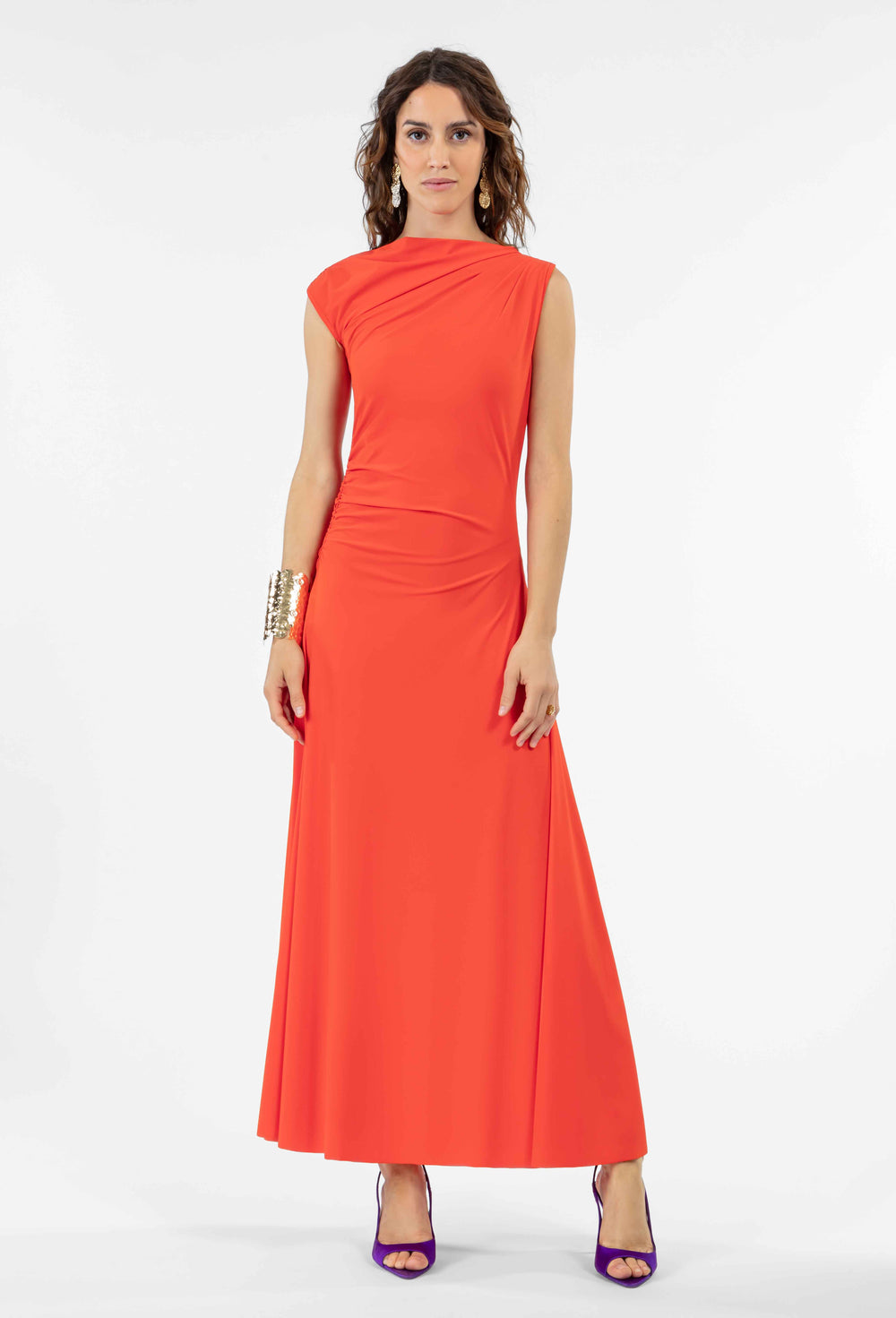 Robe fourreau Emma en jersey technique orange 4