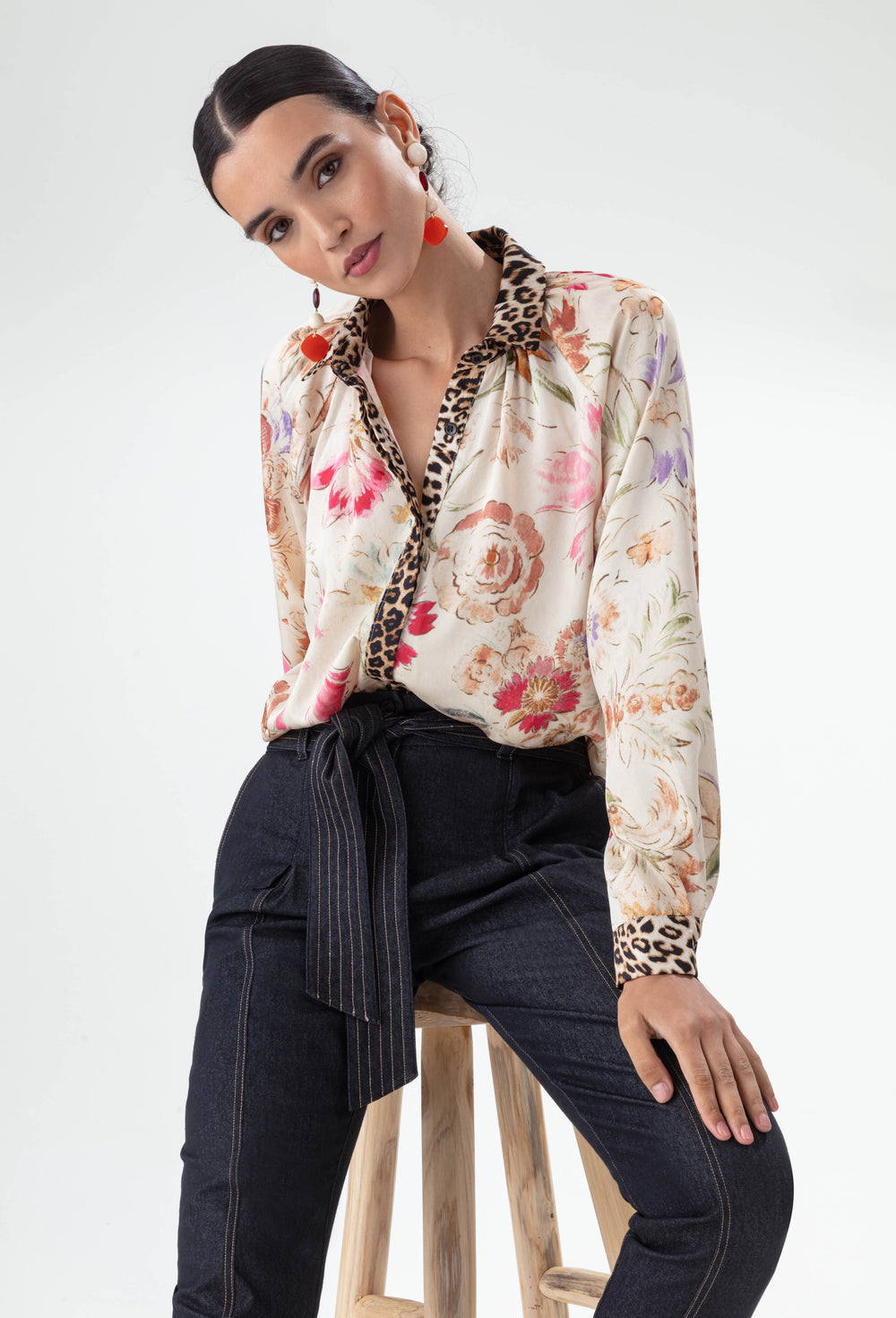 Chemise Faune imprimé papyrus et léopard 3