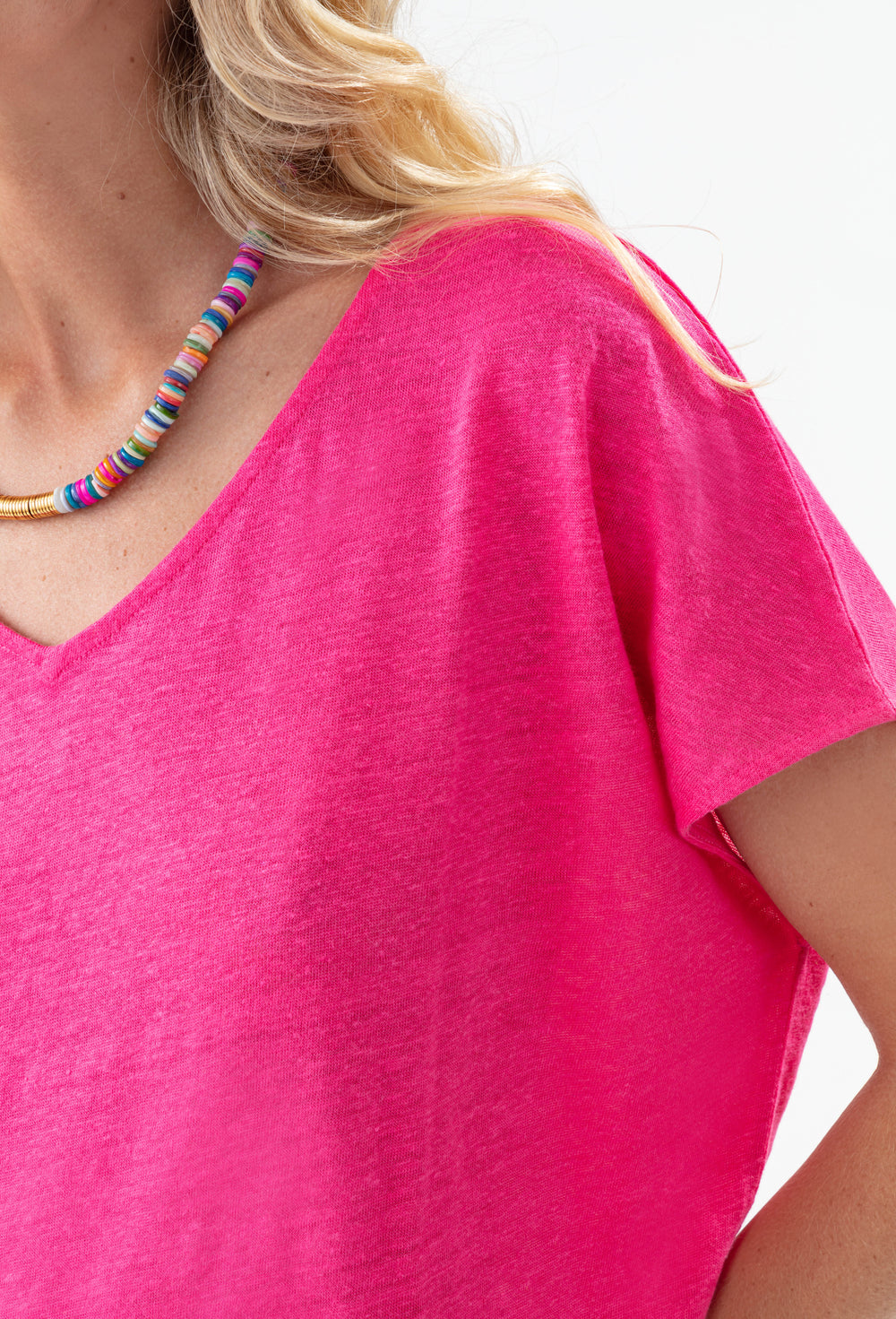 Tee-shirt Trésor rose  100% lin 2