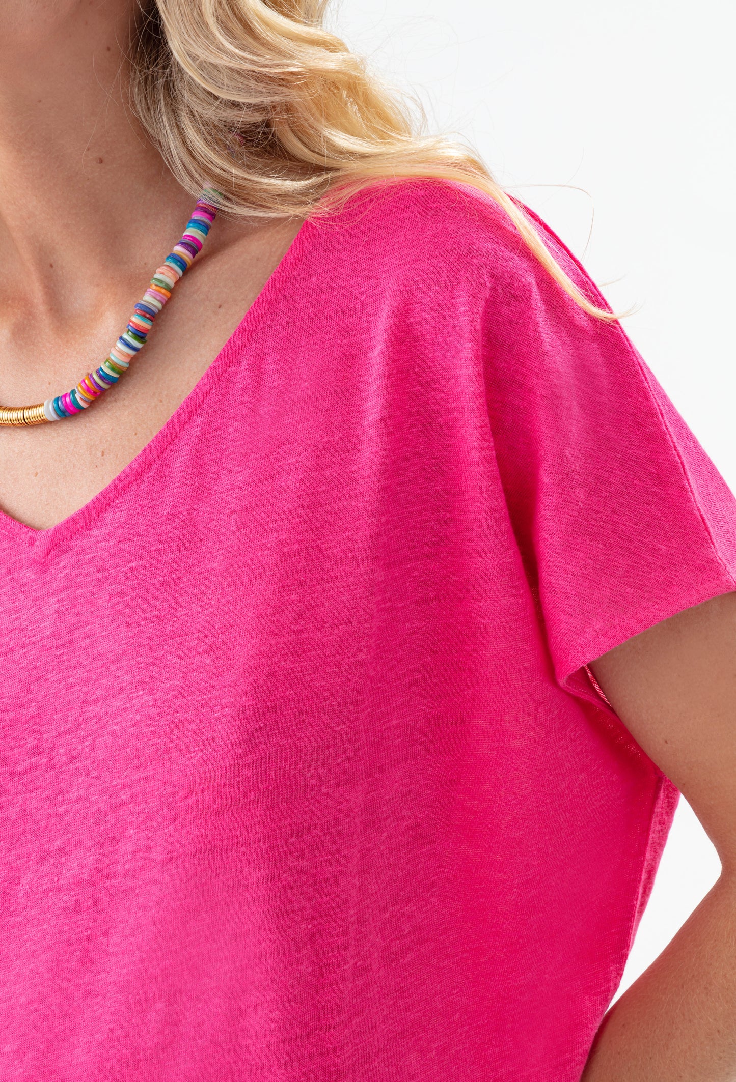 Tee-shirt Trésor rose  100% lin 2