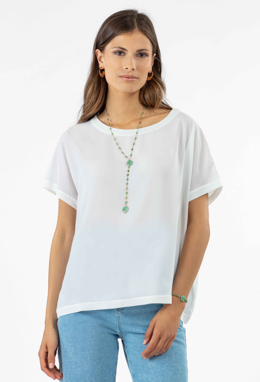 T-shirt col V Taina blanc 1