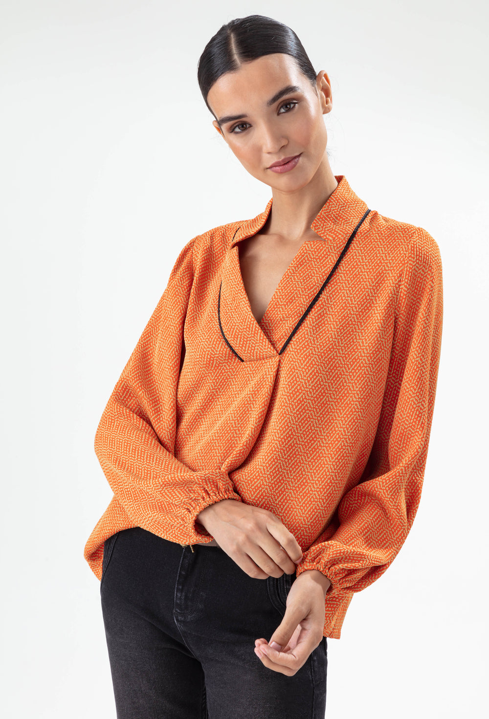 Blouse Icone orange perlée 1