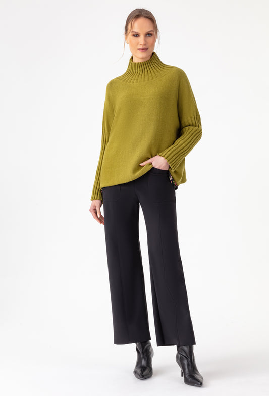 Pantalon droit Milan noir en jersey technique 1