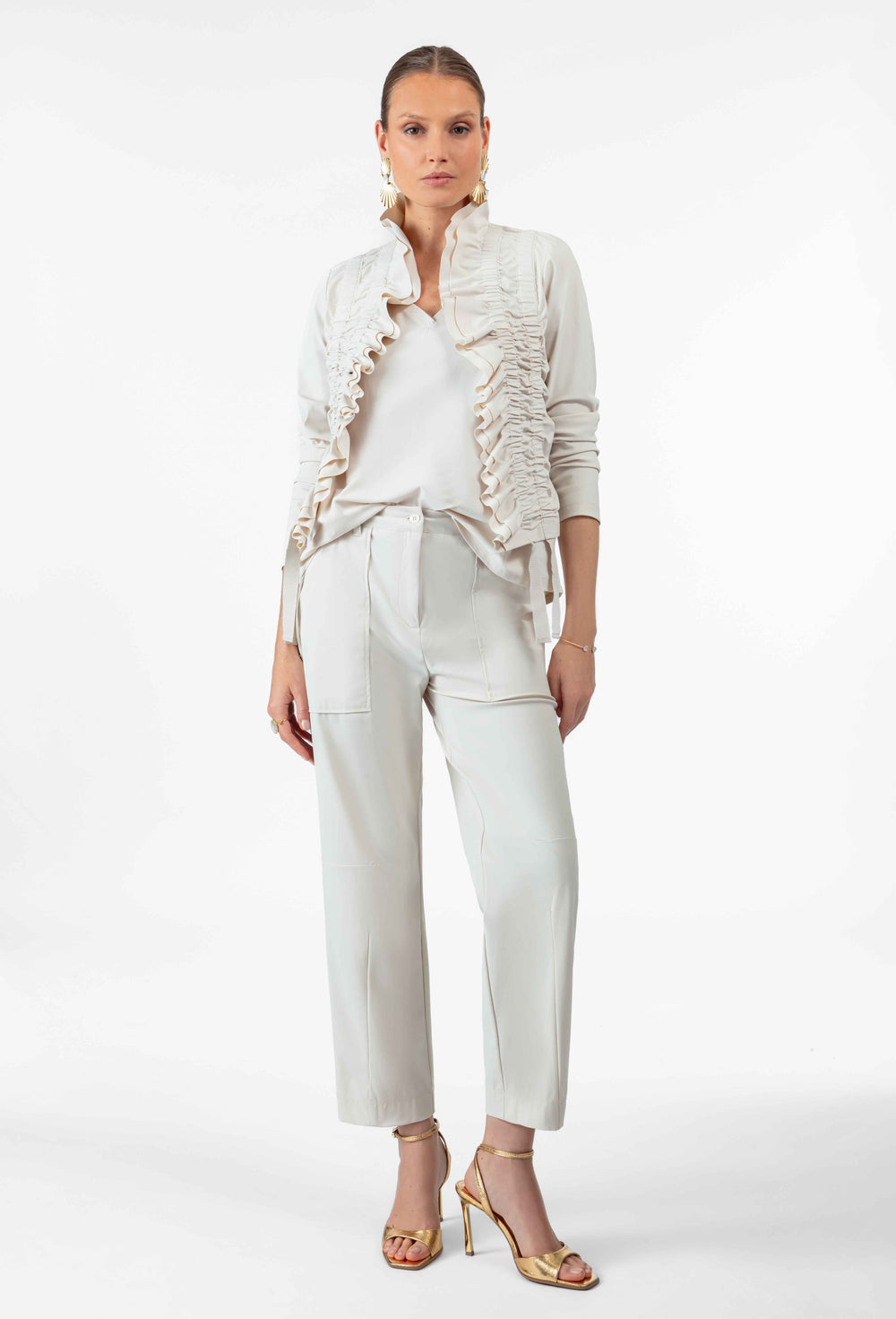 Pantalon carotte Fabian en jersey technique galet 5