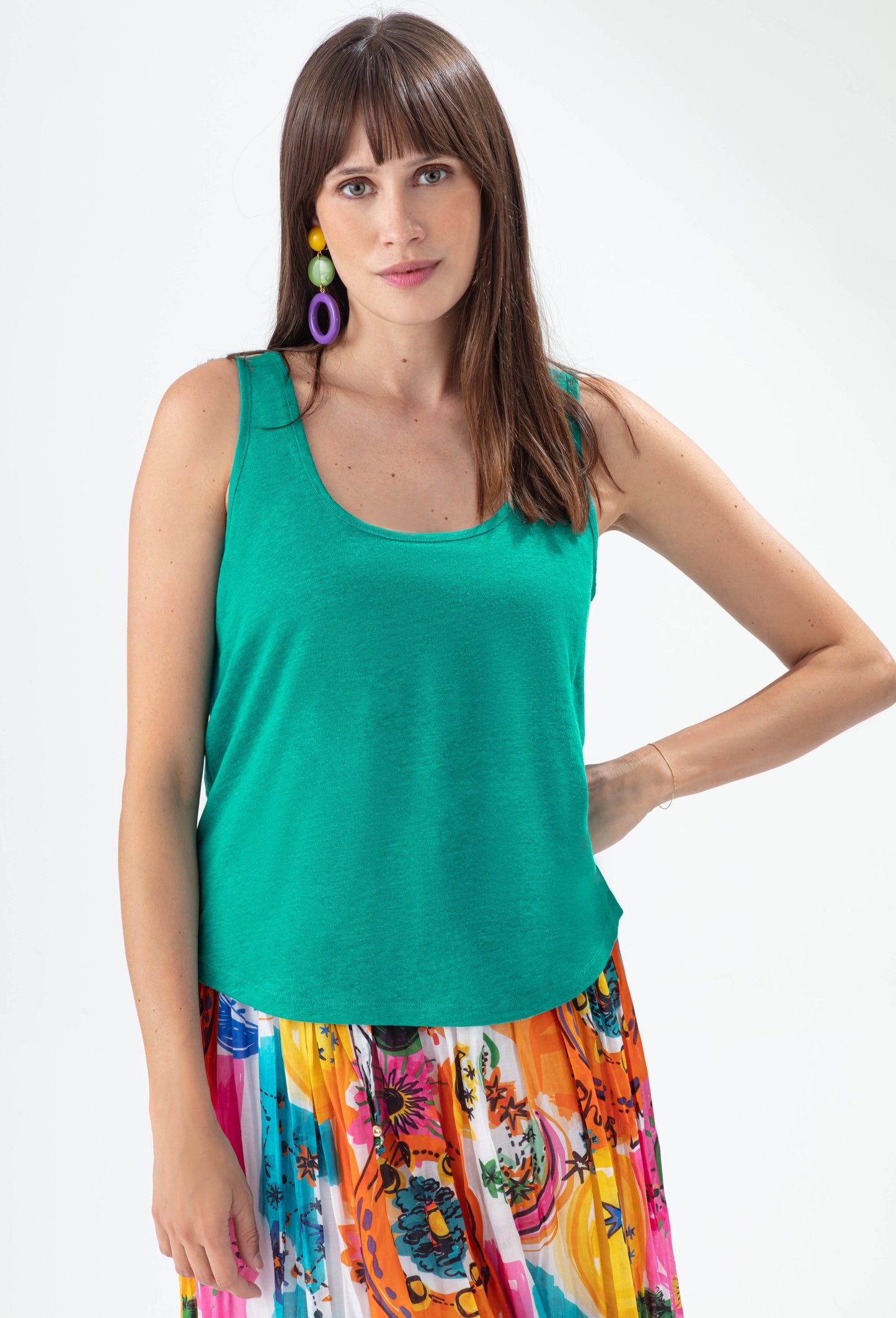 Débardeur Sienna turquoise 100% lin 1