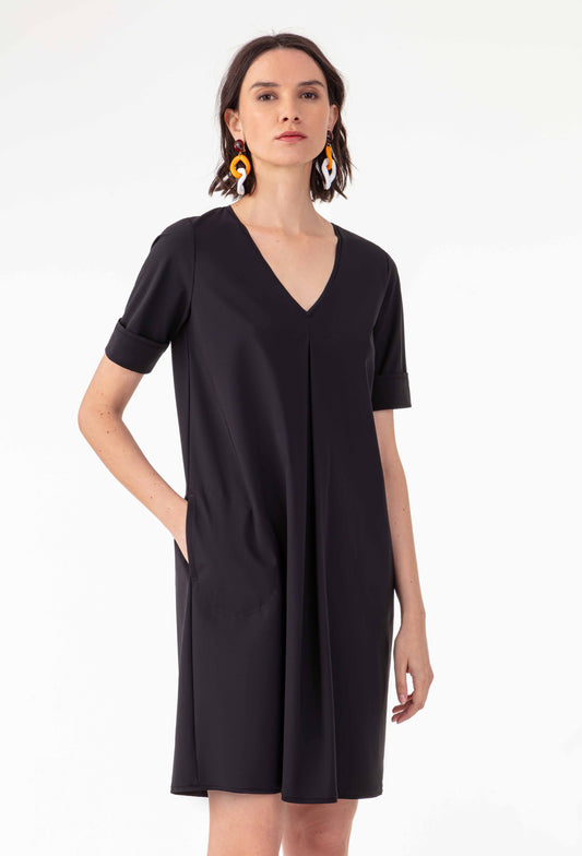 Robe t-shirt Flavia en jersey technique noire 1