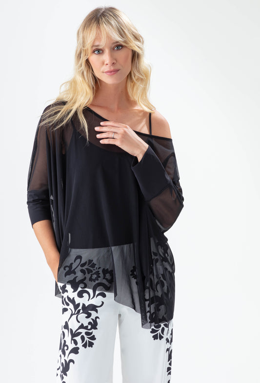 Top transparent + débardeur en jersey technique Isaro noir 1