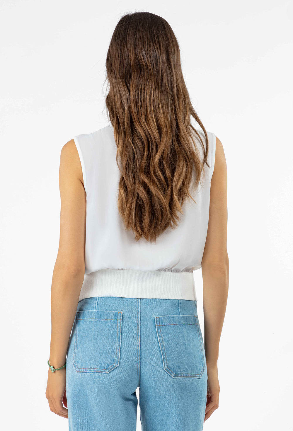 Top cropped Amanda en crêpe blanc 3