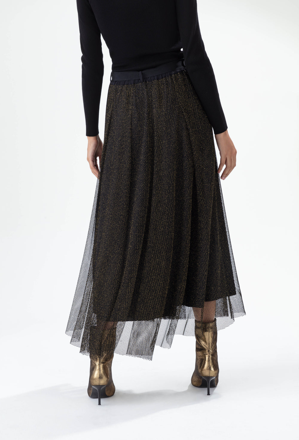 Jupe Empreinte noire et doublée en lurex doré 4