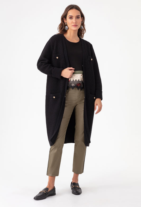 Gilet long Valeriane noir en maille 4