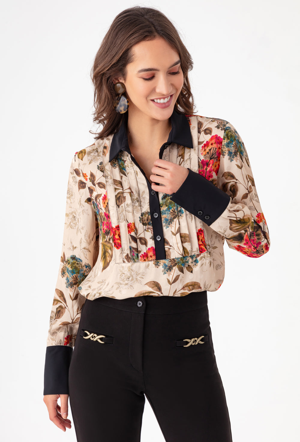 Blouse Maeve bi-matière imprimée 1