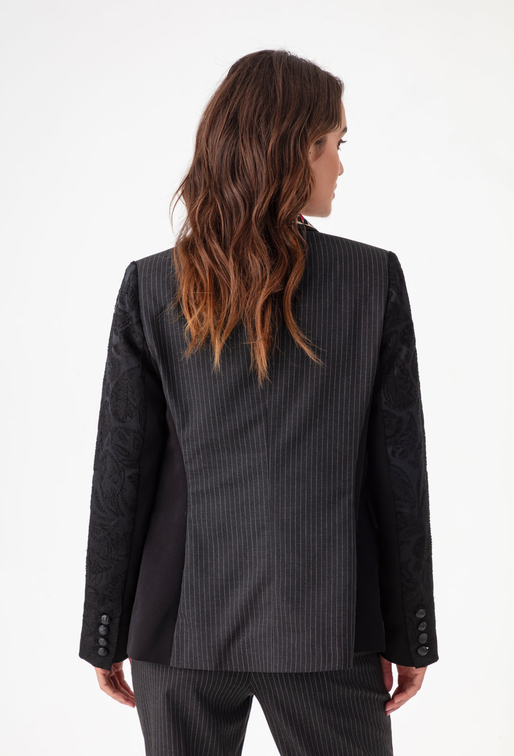 Veste de tailleur Salomé noir bi-matière 4