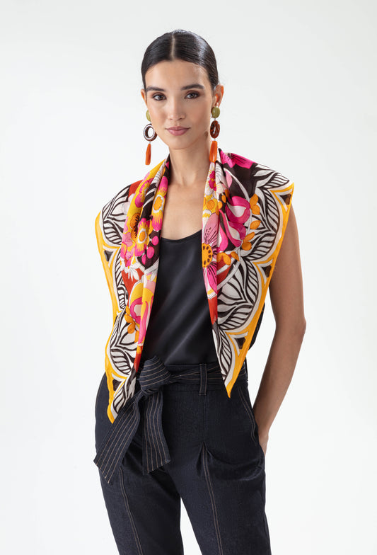 Foulard Santal imprimé mehndi 1