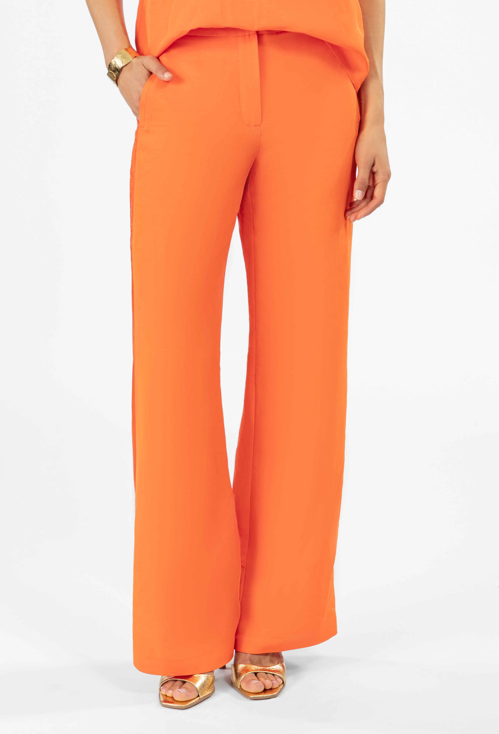 Pantalon droit Bart bi matière orange 2