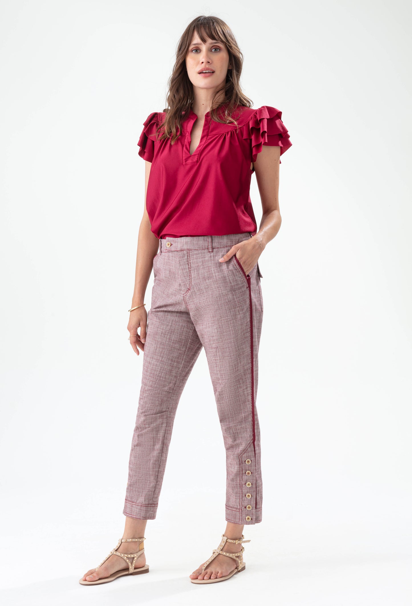 Tee-shirt Minéral à volants en jersey technique nacré 4