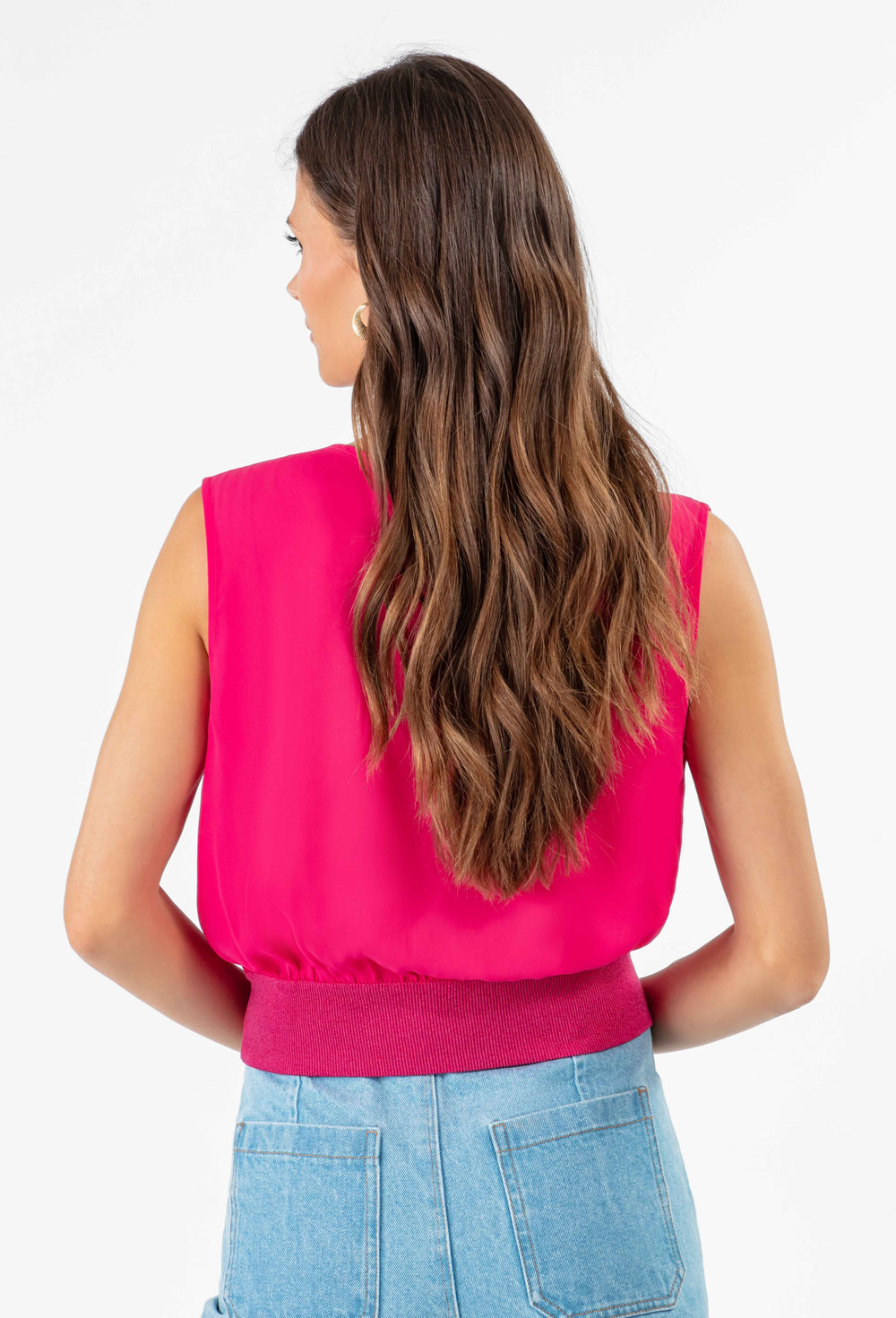 Top cropped Amanda en crêpe fuchsia 3