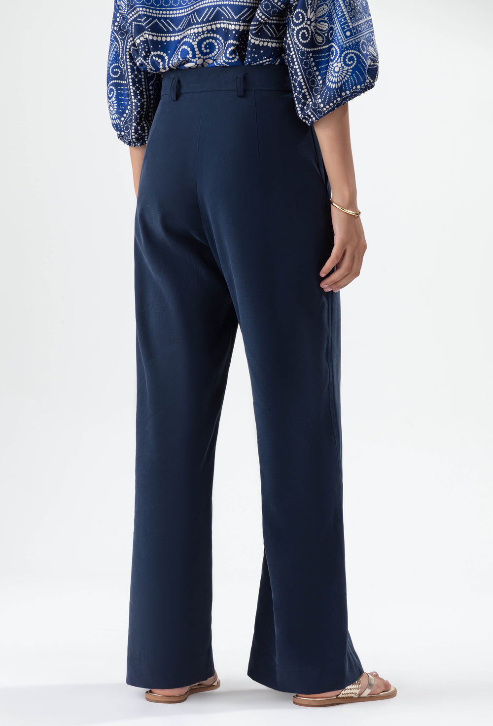 Pantalon Christian marine coupe wide 3