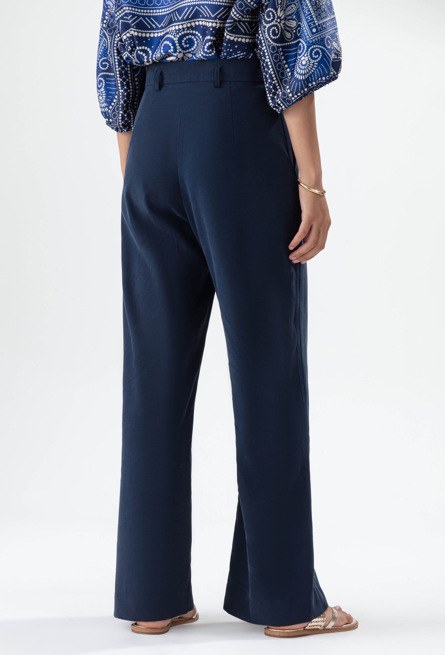Pantalon Christian marine coupe wide 3