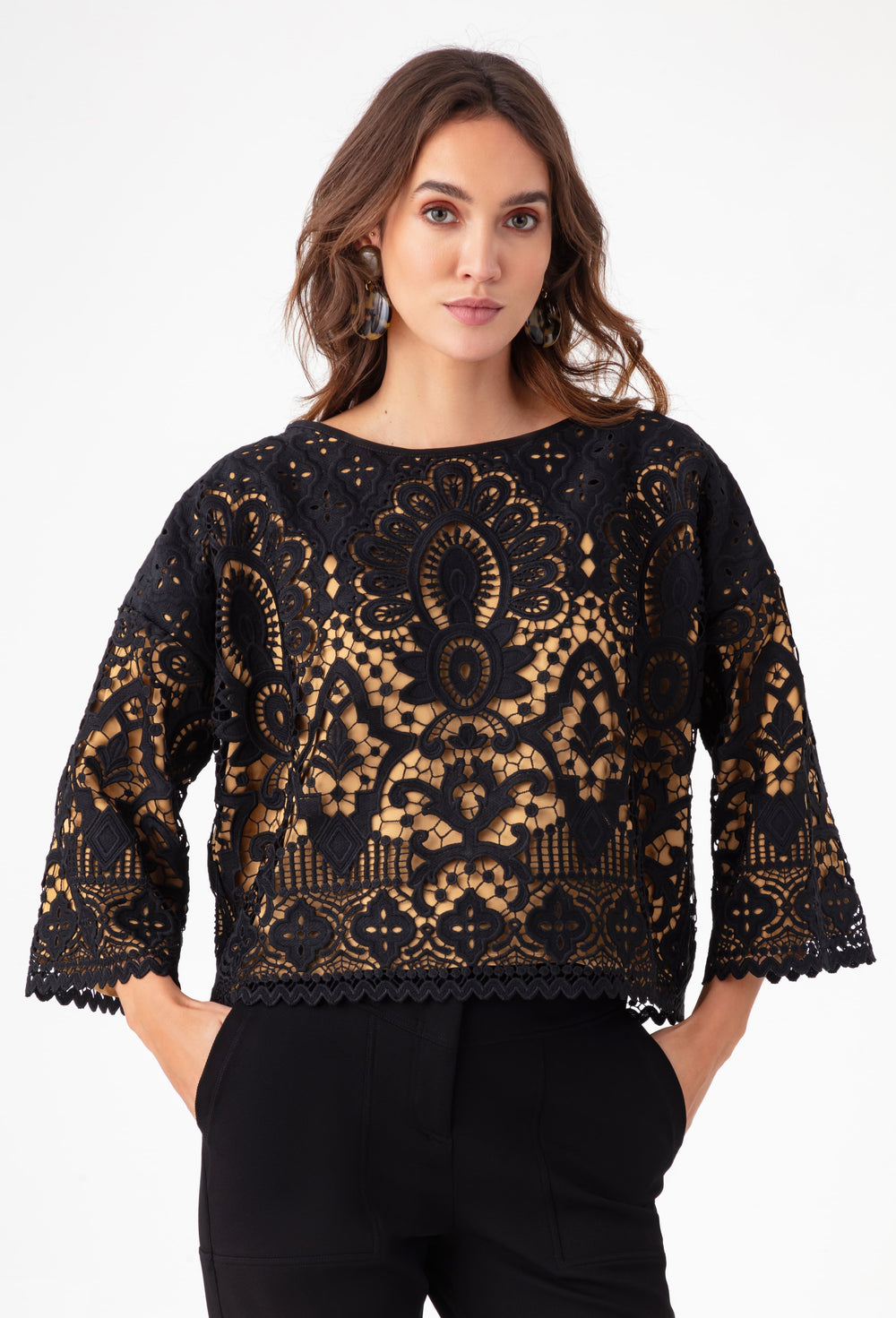 Top manches 3/4 Jamila en dentelle 1