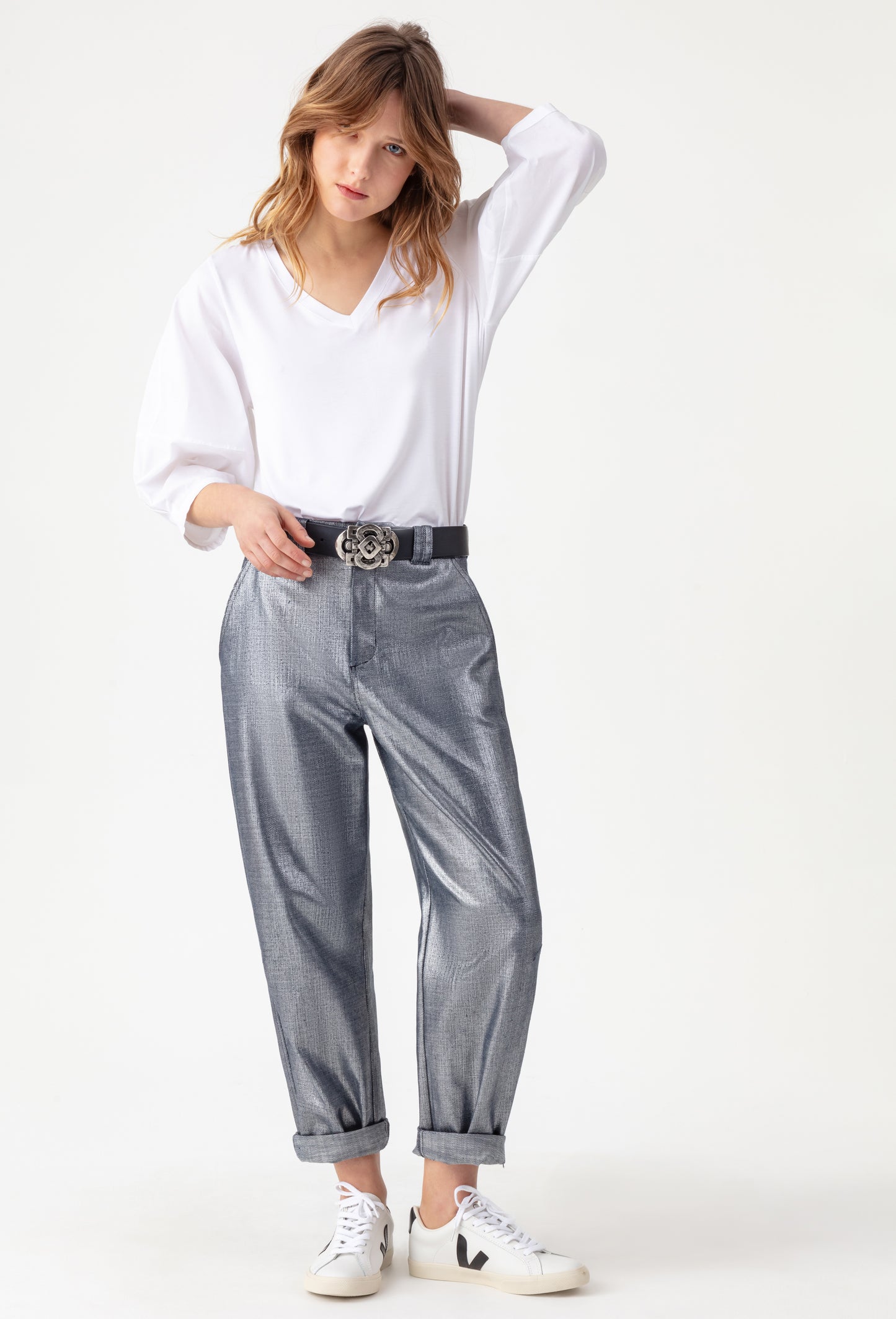 Jean lamé argent Timée 1