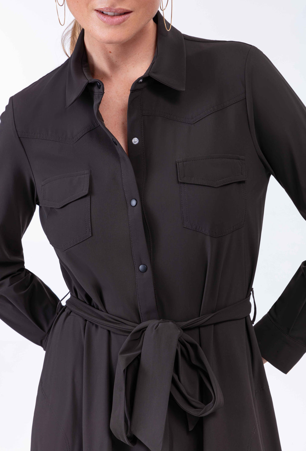 Robe longue Oscar kaki en jersey technique 2