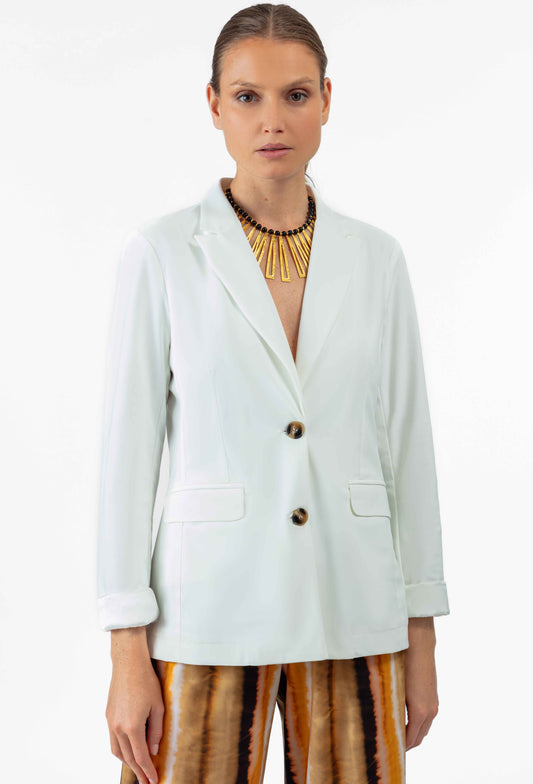 Veste tailleur Salima en jersey technique blanc 3