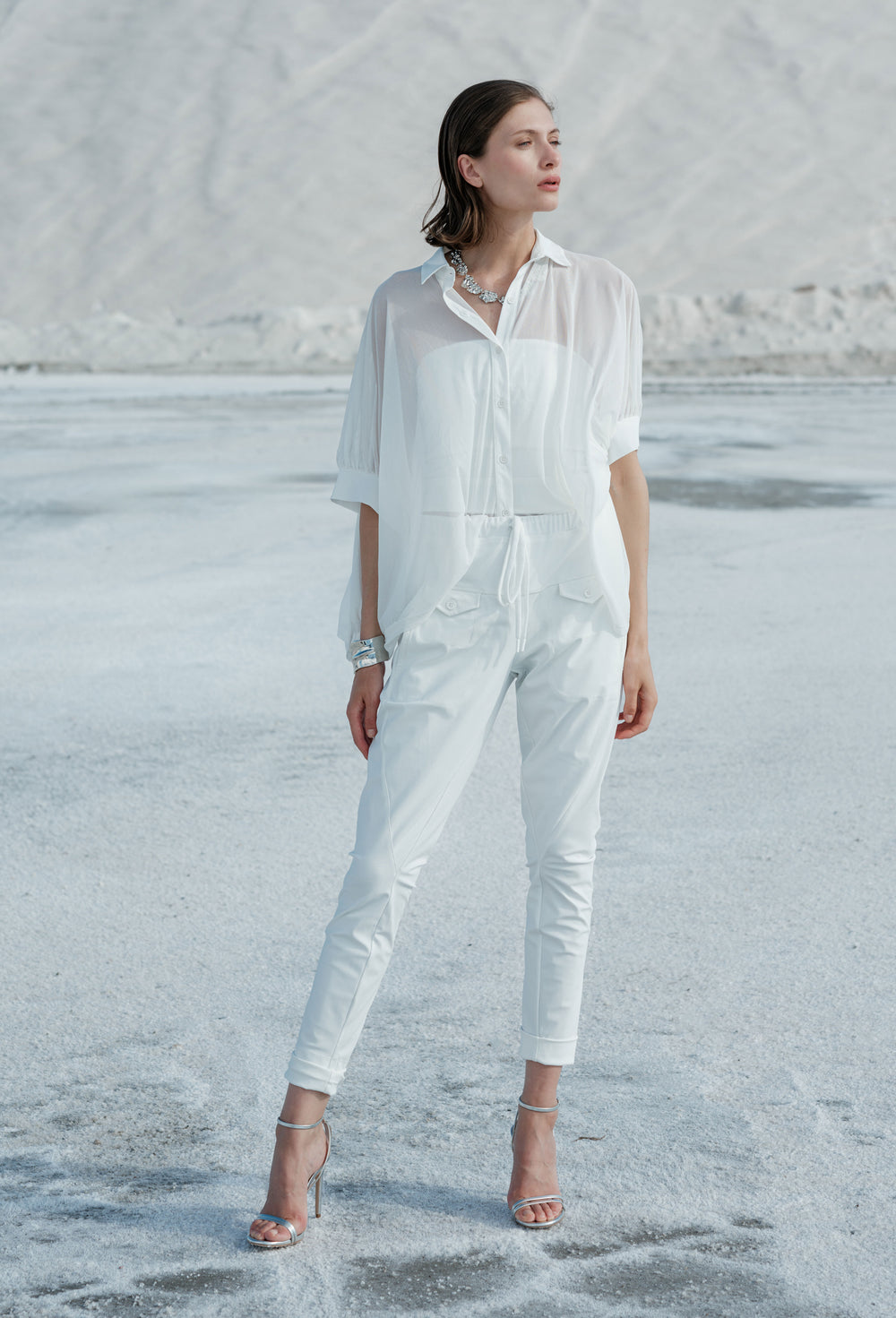 Pantalon Pop Blanc En Jersey Technique 1