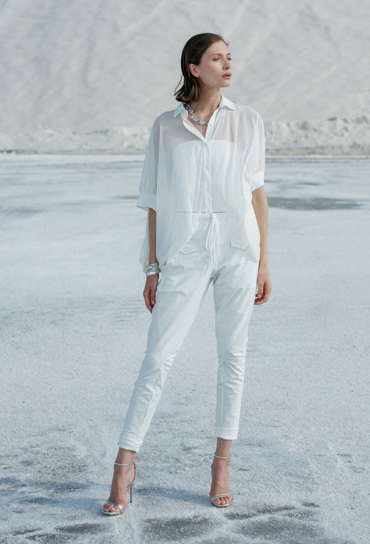 Pantalon Pop Blanc En Jersey Technique 1