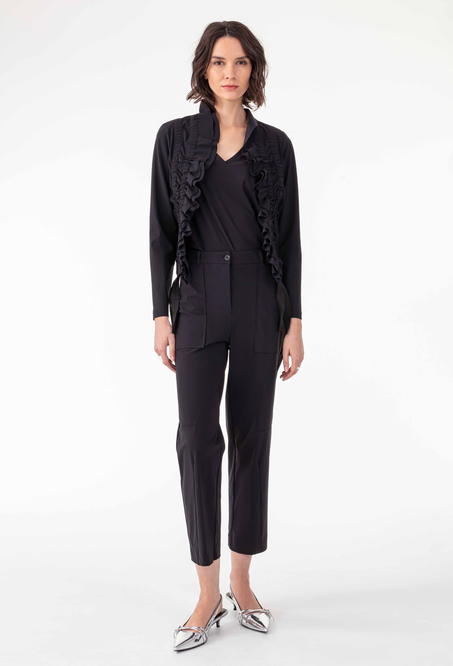 Pantalon carotte Fabian en jersey technique noir 1