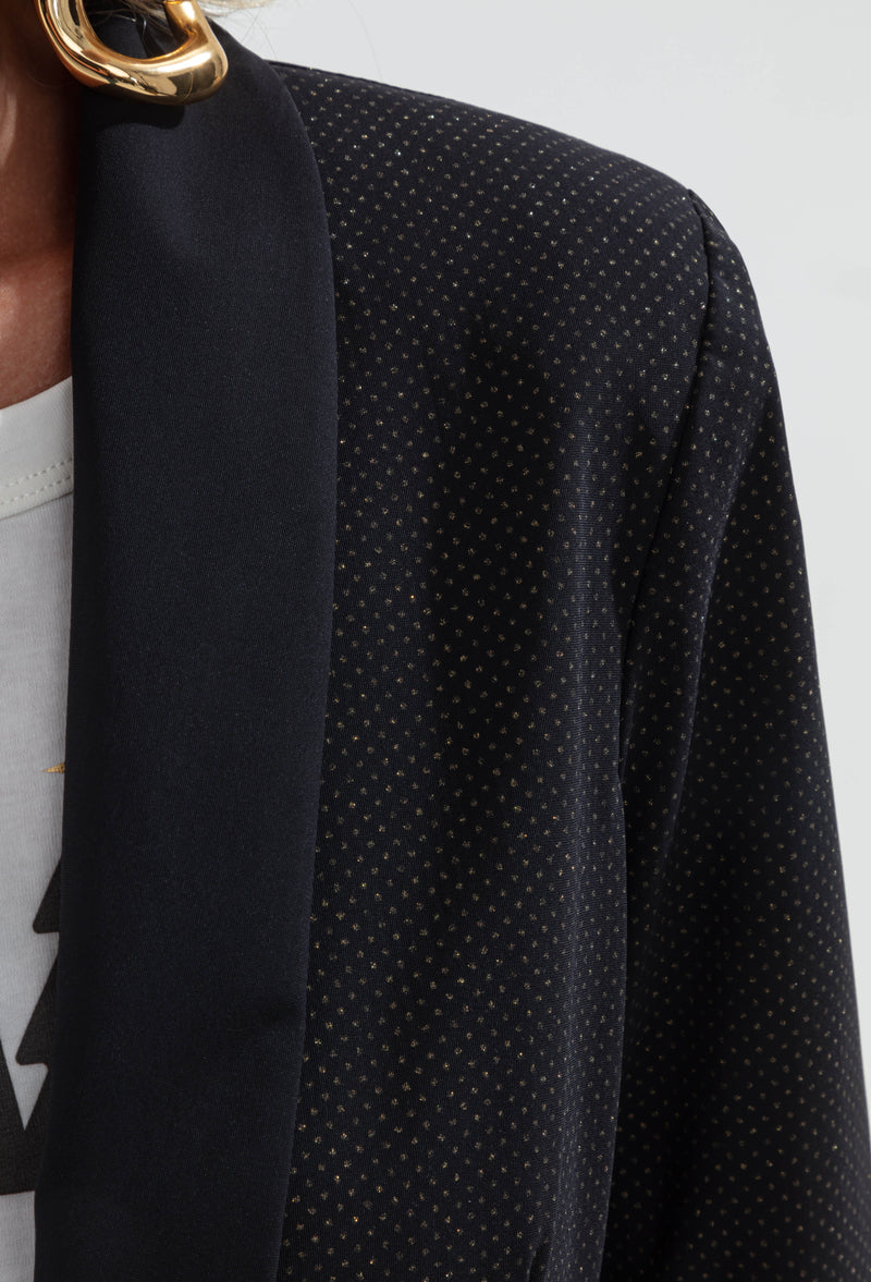 Veste Santa en jersey technique noir et pois doré 2