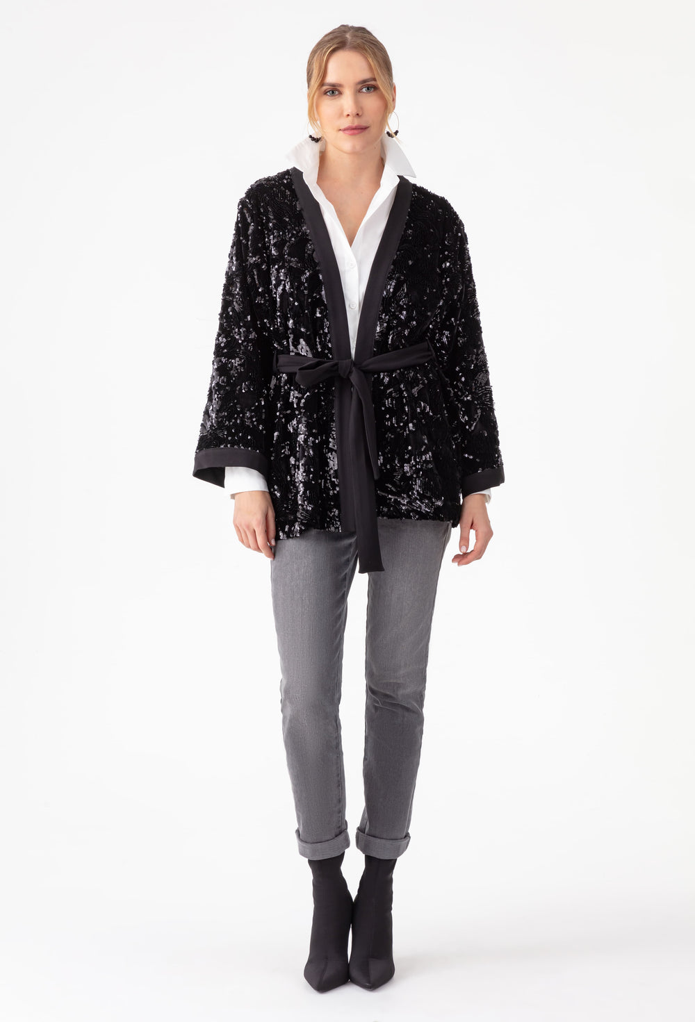 Kimono Rosie noir en sequins 8