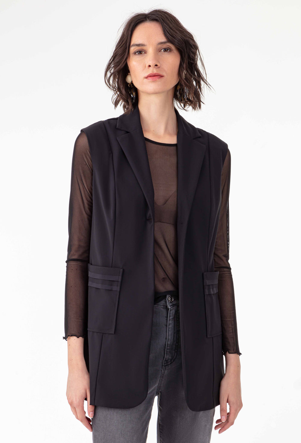 Veste sans manches Tess en jersey technique noire 1