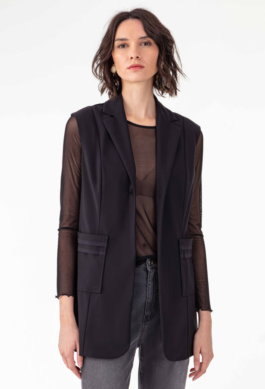 Veste sans manches Tess en jersey technique noire 1