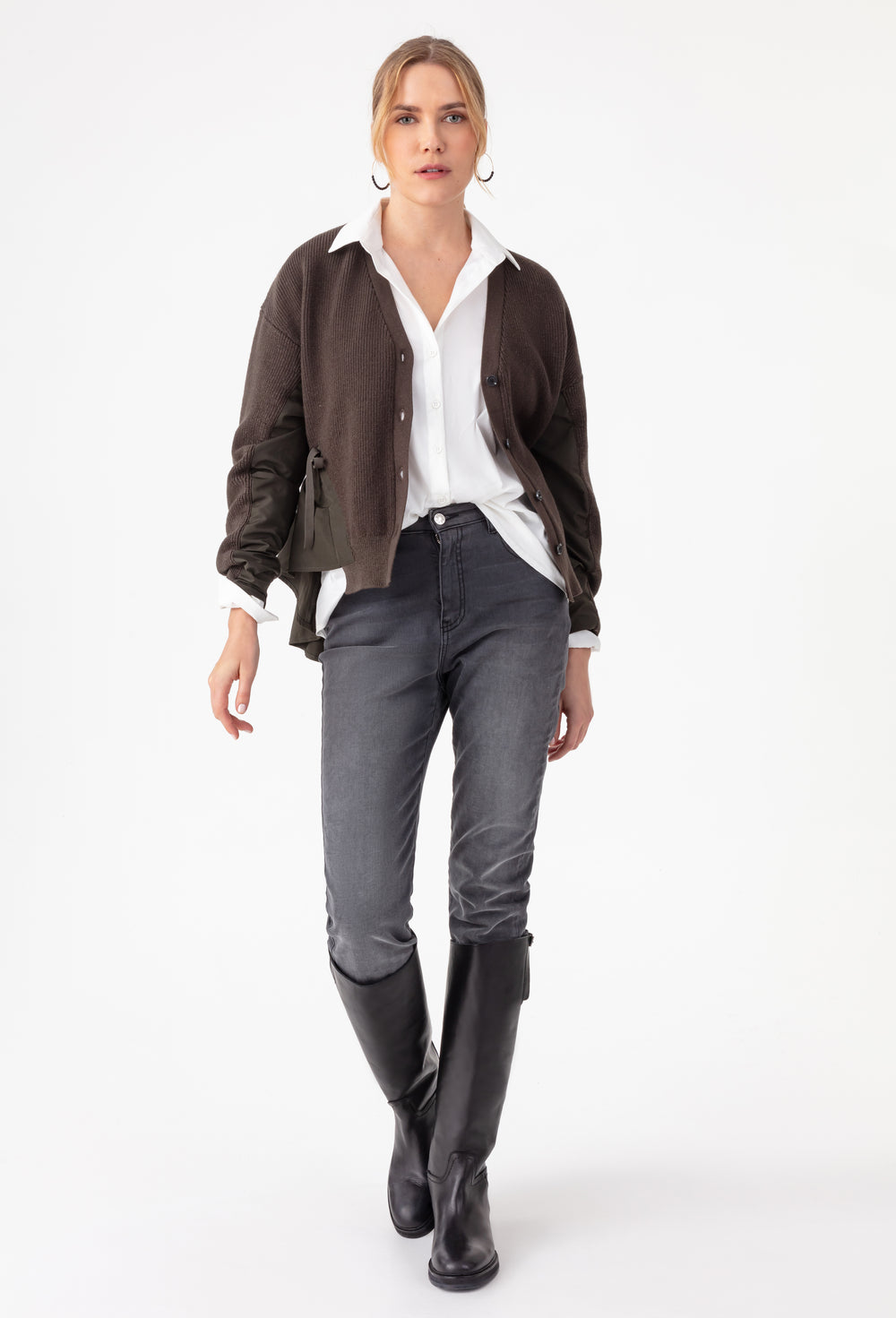 Gilet court Edith  kaki bi-matière 7