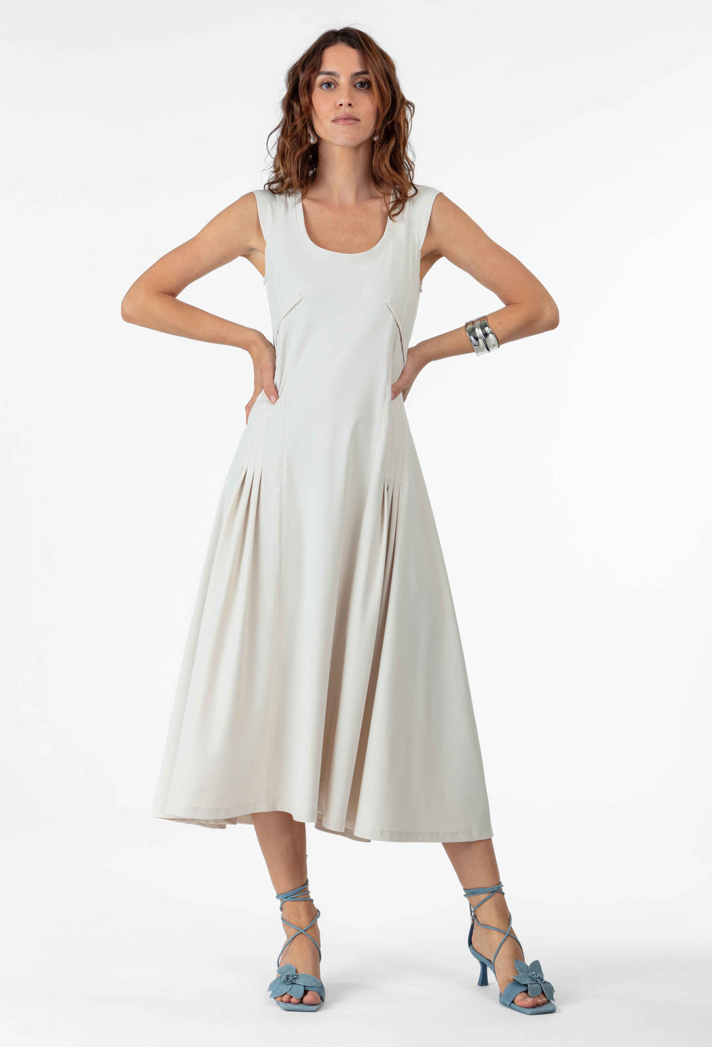 Robe longue Ariane en jersey technique galet 1